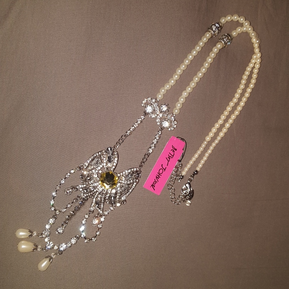 Betsey Johnson Pretty Punk Pearl long necklace NWT - Picture 7 of 8